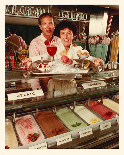 Paulette and Laszlo with Tray of Gelato 6 x 7